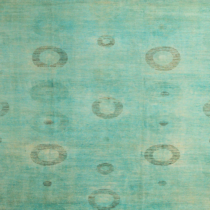 Square Machine Washable Abstract Medium Aqua Marine Green Rug, wshabs5195
