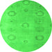 Round Abstract Green Modern Rug, abs5195grn