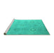 Sideview of Machine Washable Abstract Turquoise Modern Area Rugs, wshabs5195turq