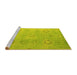 Sideview of Machine Washable Abstract Yellow Modern Rug, wshabs5195yw