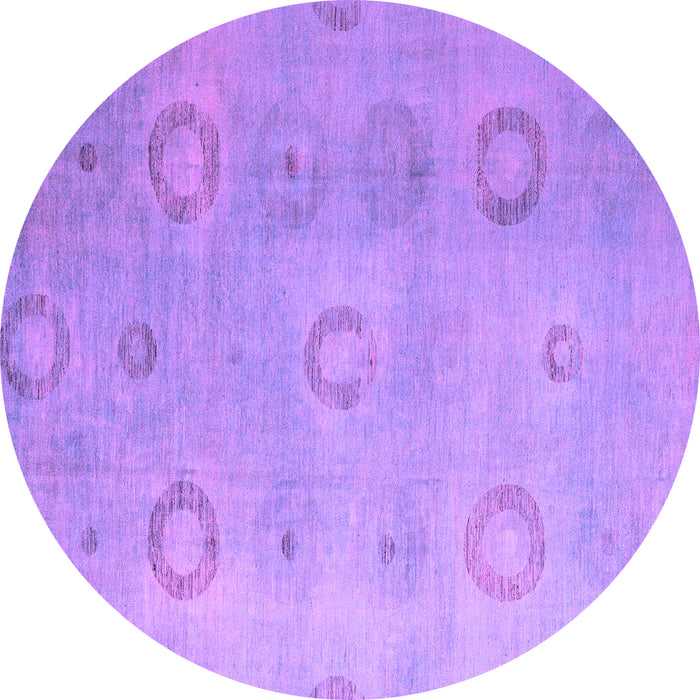 Round Machine Washable Abstract Purple Modern Area Rugs, wshabs5195pur