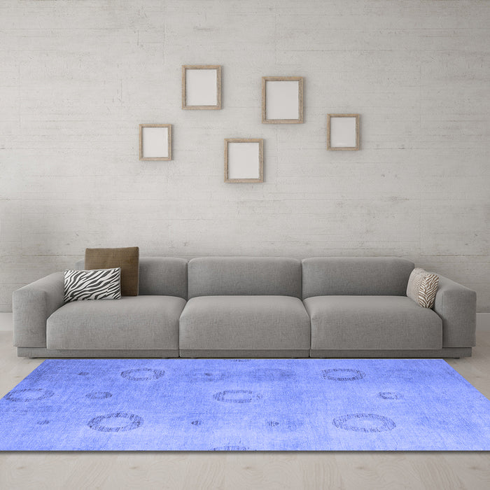 Machine Washable Abstract Blue Modern Rug in a Living Room, wshabs5195blu