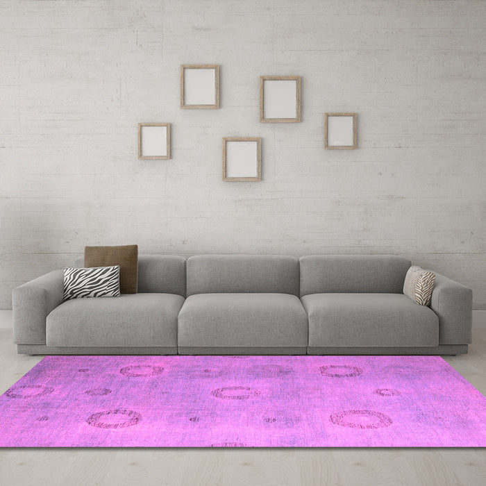 Machine Washable Abstract Pink Modern Rug in a Living Room, wshabs5195pnk