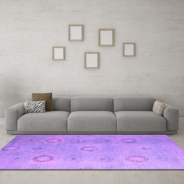 Machine Washable Abstract Purple Modern Area Rugs in a Living Room, wshabs5195pur