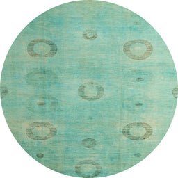 Round Abstract AquaMarine Green Modern Rug, abs5195