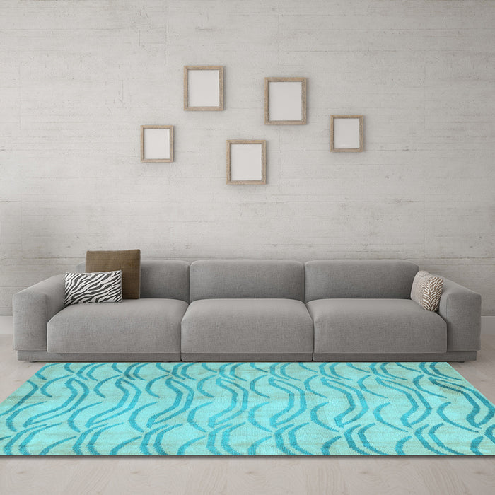 Machine Washable Solid Light Blue Modern Rug in a Living Room, wshabs5196lblu