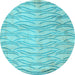 Round Machine Washable Solid Light Blue Modern Rug, wshabs5196lblu