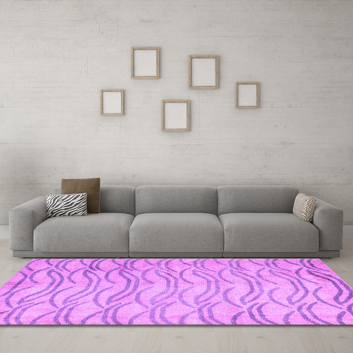 Machine Washable Solid Purple Modern Area Rugs in a Living Room, wshabs5196pur