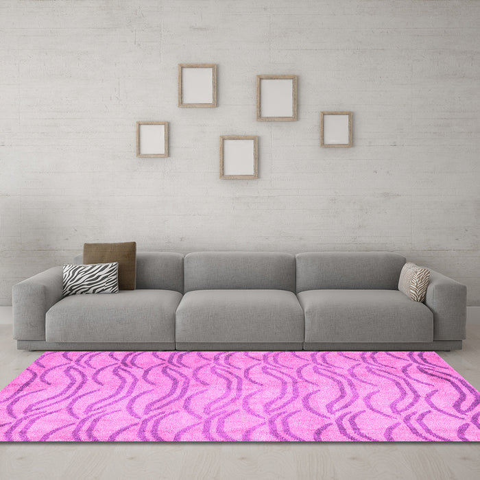 Machine Washable Solid Pink Modern Rug in a Living Room, wshabs5196pnk