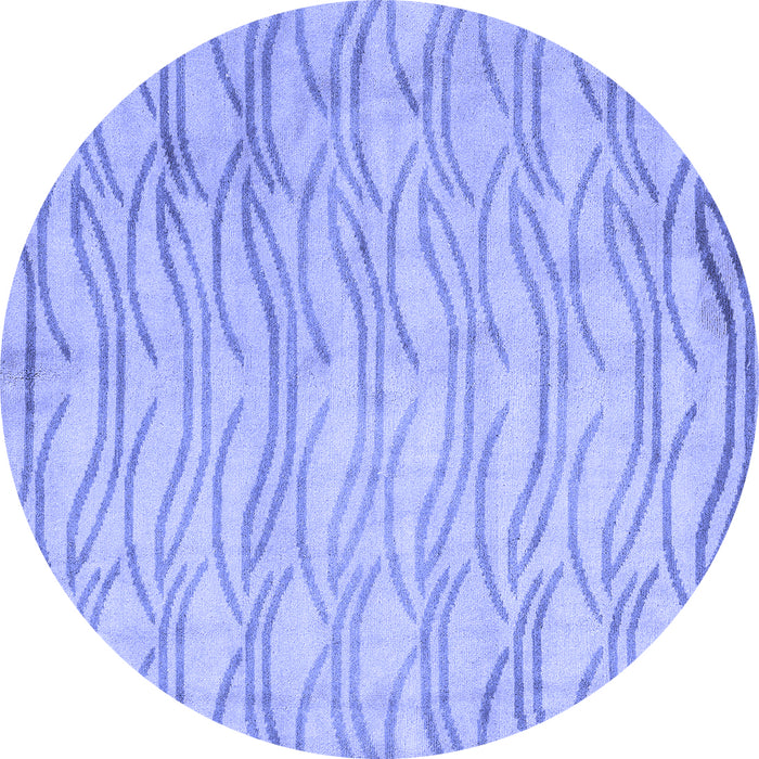 Round Machine Washable Solid Blue Modern Rug, wshabs5196blu