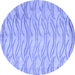 Round Machine Washable Solid Blue Modern Rug, wshabs5196blu