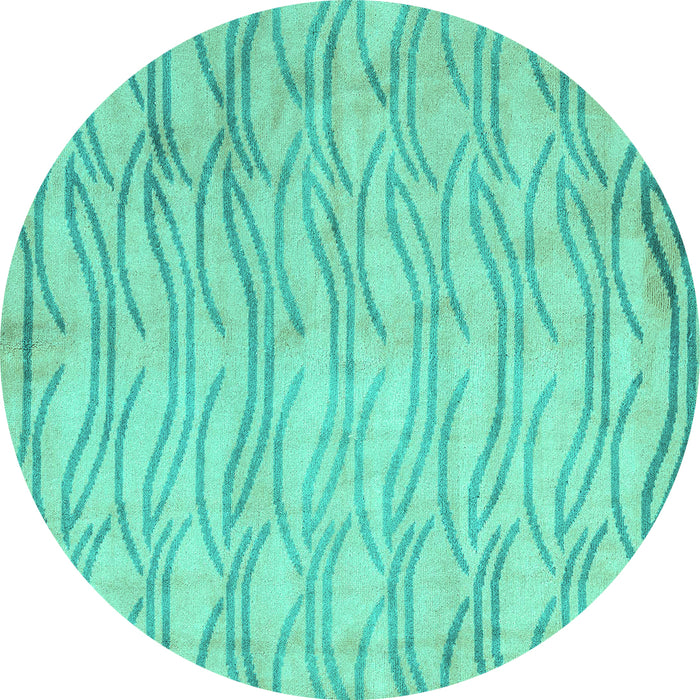 Round Solid Turquoise Modern Rug, abs5196turq