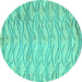 Round Solid Turquoise Modern Rug, abs5196turq