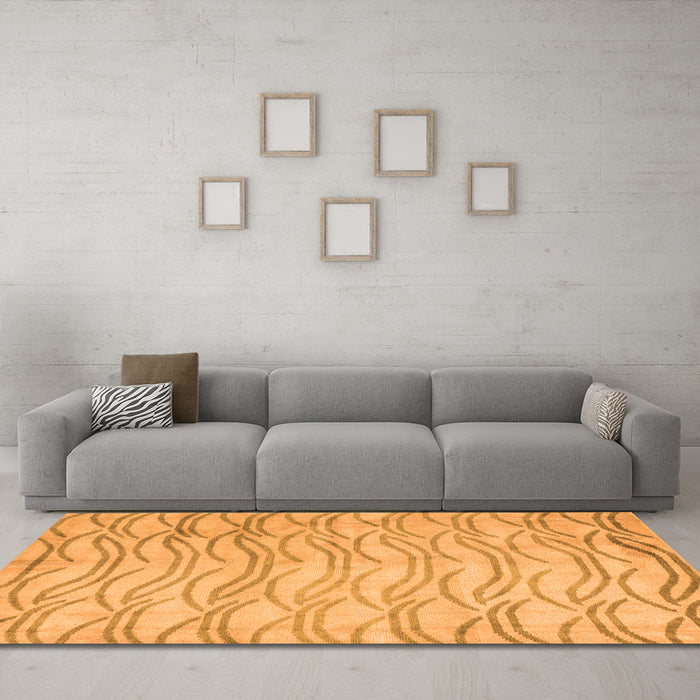 Machine Washable Solid Orange Modern Area Rugs in a Living Room, wshabs5196org