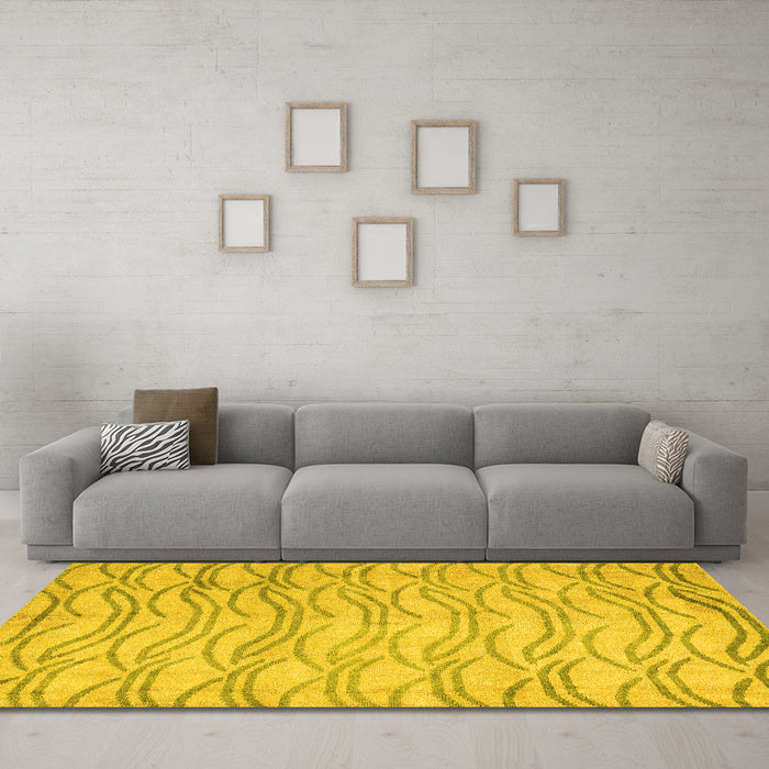 Machine Washable Solid Yellow Modern Rug in a Living Room, wshabs5196yw