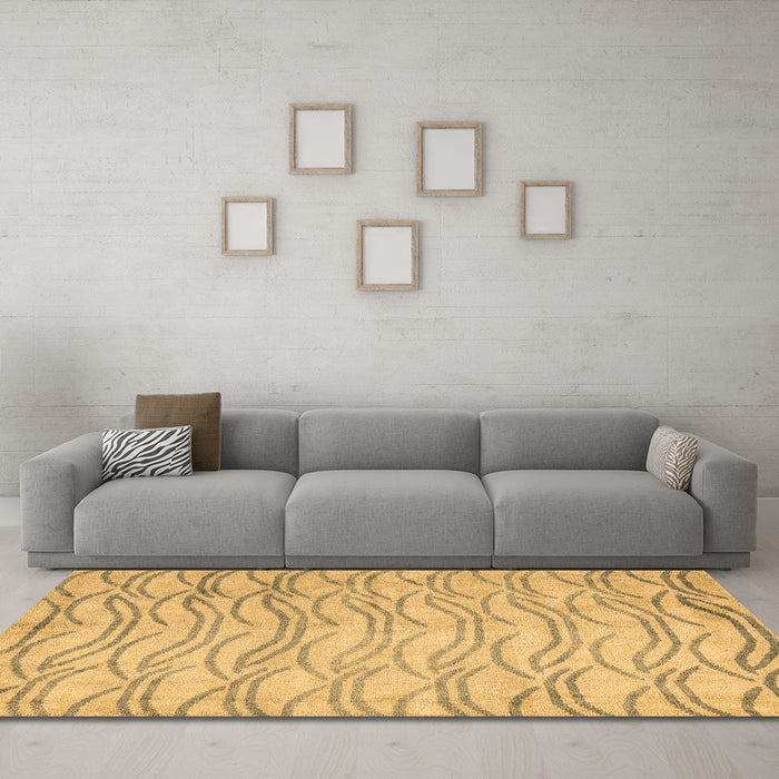 Machine Washable Solid Brown Modern Rug in a Living Room,, wshabs5196brn