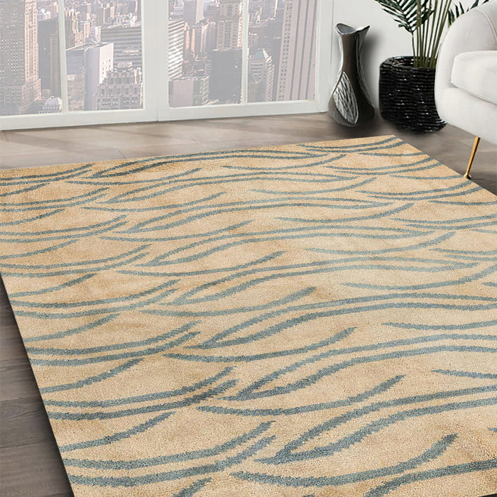 Machine Washable Abstract Brown Rug in a Family Room, wshabs5196
