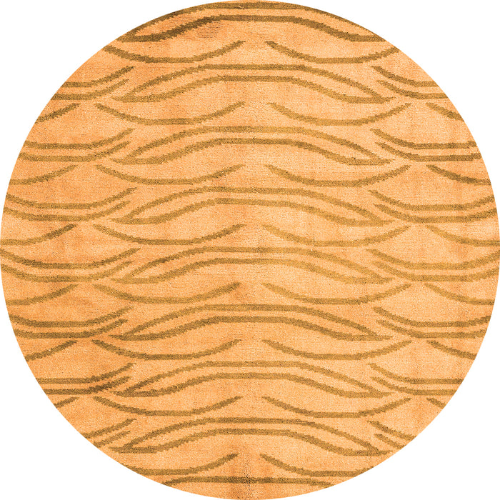 Round Machine Washable Solid Orange Modern Area Rugs, wshabs5196org