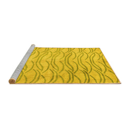 Sideview of Machine Washable Solid Yellow Modern Rug, wshabs5196yw