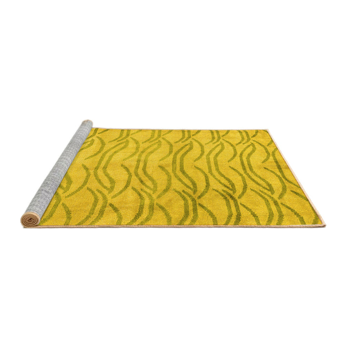 Sideview of Machine Washable Solid Yellow Modern Rug, wshabs5196yw