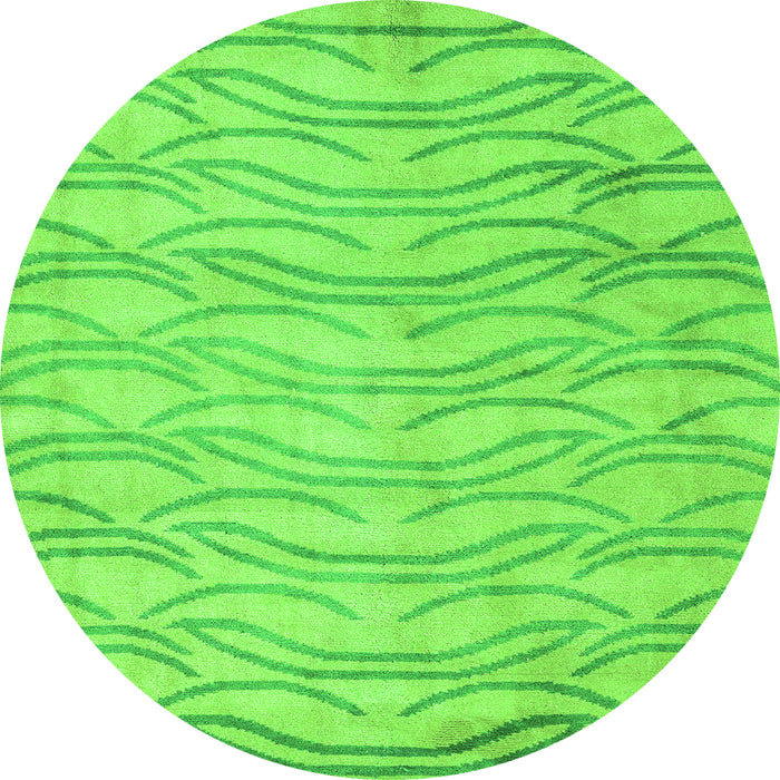 Round Machine Washable Solid Green Modern Area Rugs, wshabs5196grn
