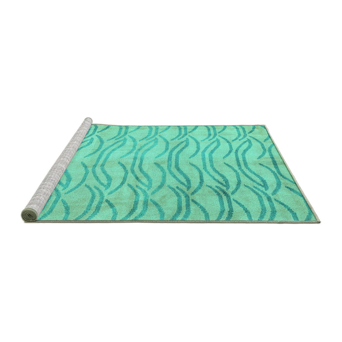 Sideview of Machine Washable Solid Turquoise Modern Area Rugs, wshabs5196turq