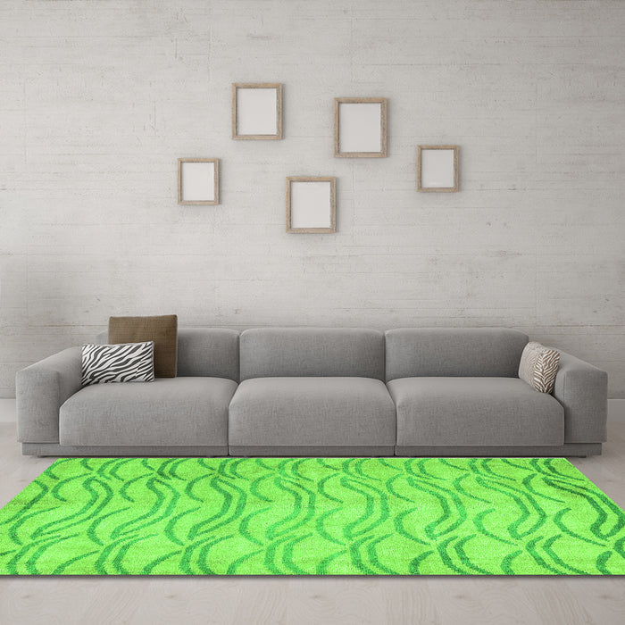 Machine Washable Solid Green Modern Area Rugs in a Living Room,, wshabs5196grn