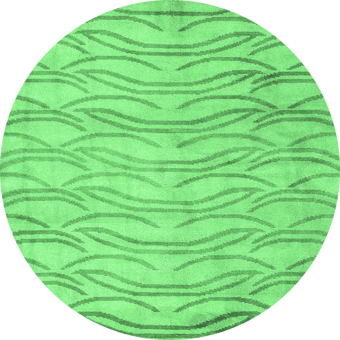 Round Machine Washable Solid Emerald Green Modern Area Rugs, wshabs5196emgrn