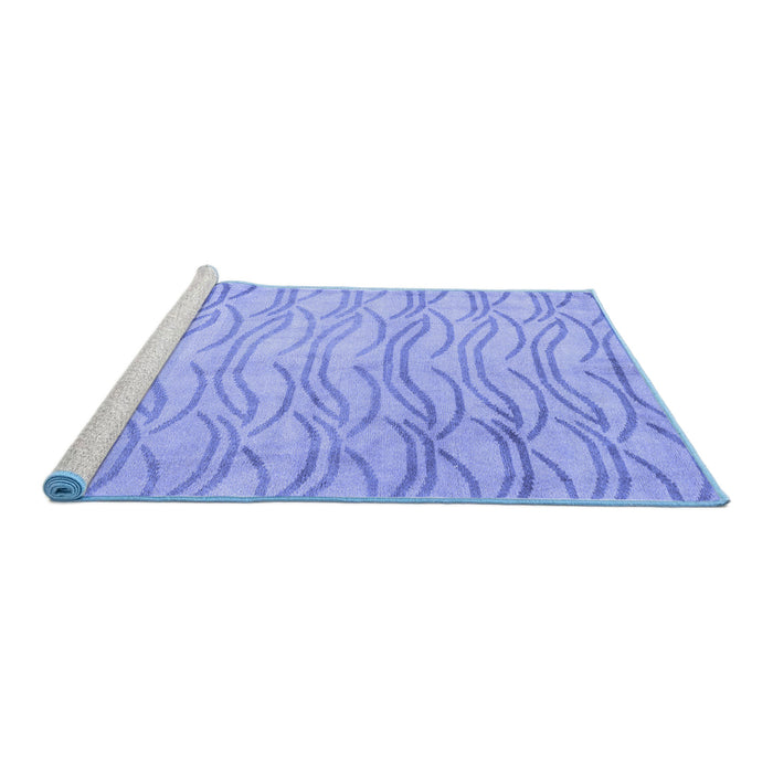 Sideview of Machine Washable Solid Blue Modern Rug, wshabs5196blu