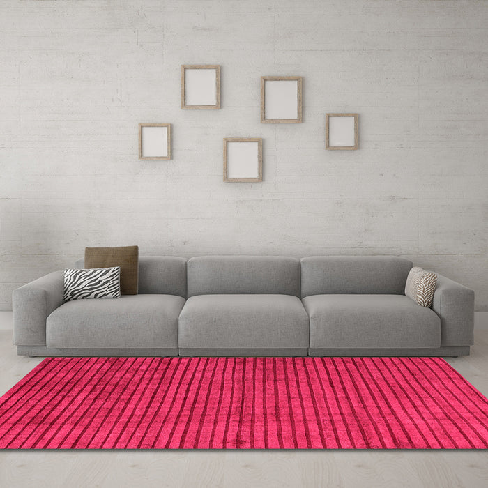 Machine Washable Oriental Pink Modern Rug in a Living Room, wshabs5197pnk