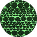 Round Abstract Emerald Green Modern Rug, abs5198emgrn