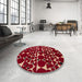 Round Abstract Light Copper Gold Modern Rug in a Office, abs5198