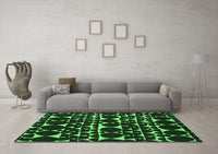 Machine Washable Abstract Emerald Green Modern Rug, wshabs5198emgrn