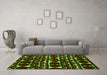 Machine Washable Abstract Green Modern Area Rugs in a Living Room,, wshabs5198grn