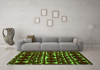 Machine Washable Abstract Green Modern Rug, wshabs5198grn