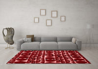 Machine Washable Abstract Red Modern Rug, wshabs5198red