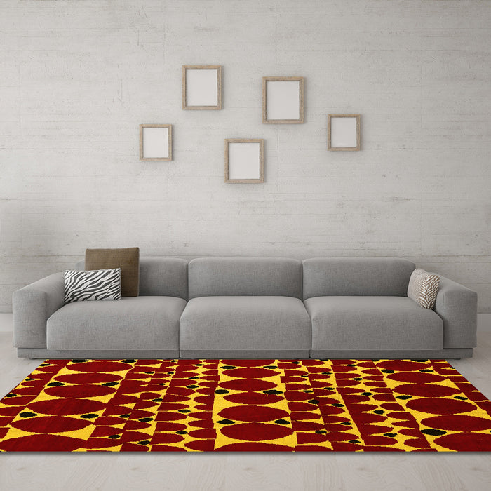 Machine Washable Abstract Yellow Modern Rug in a Living Room, wshabs5198yw