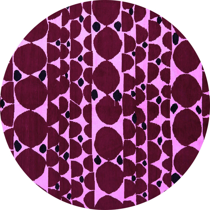 Round Machine Washable Abstract Purple Modern Area Rugs, wshabs5198pur