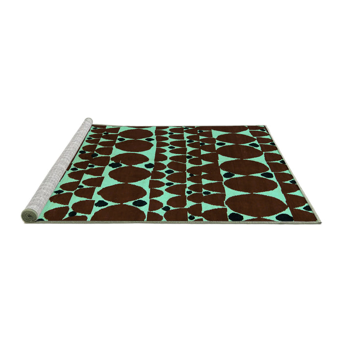 Sideview of Machine Washable Abstract Turquoise Modern Area Rugs, wshabs5198turq