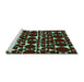 Sideview of Machine Washable Abstract Turquoise Modern Area Rugs, wshabs5198turq