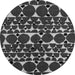 Round Machine Washable Abstract Gray Modern Rug, wshabs5198gry