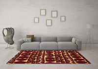 Machine Washable Abstract Brown Modern Rug, wshabs5198brn