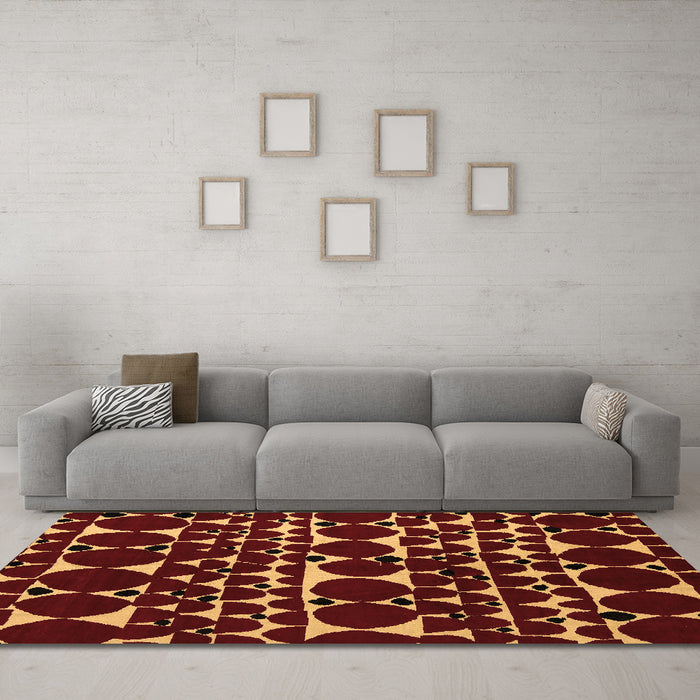 Machine Washable Abstract Brown Modern Rug in a Living Room,, wshabs5198brn