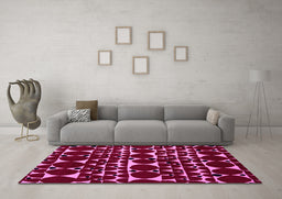 Machine Washable Abstract Pink Modern Rug in a Living Room, wshabs5198pnk