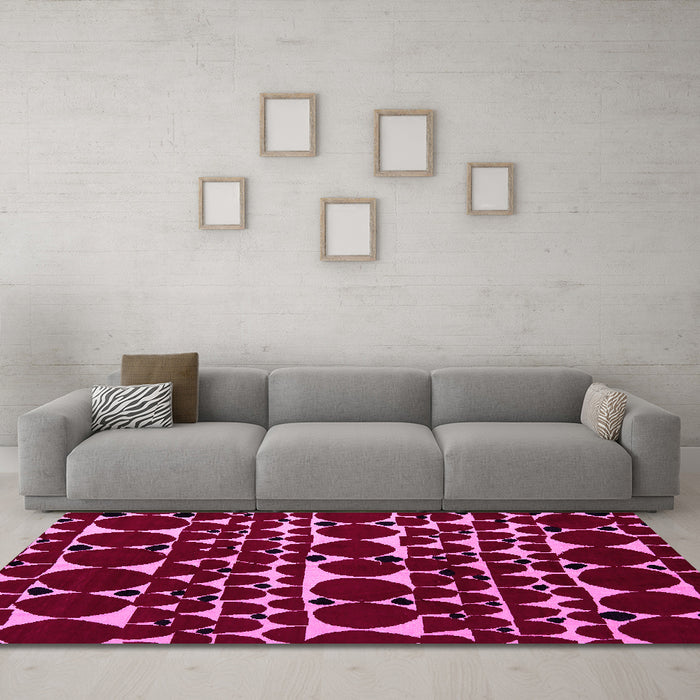Machine Washable Abstract Pink Modern Rug in a Living Room, wshabs5198pnk