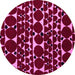 Round Machine Washable Abstract Pink Modern Rug, wshabs5198pnk