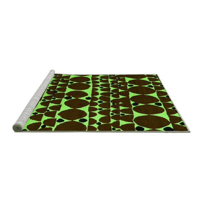 Sideview of Machine Washable Abstract Green Modern Area Rugs, wshabs5198grn
