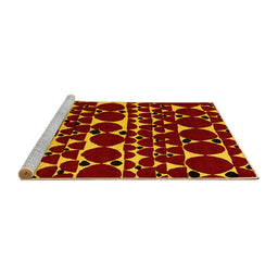 Sideview of Machine Washable Abstract Yellow Modern Rug, wshabs5198yw