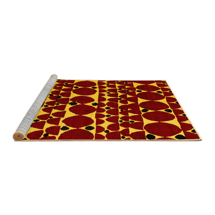 Sideview of Machine Washable Abstract Yellow Modern Rug, wshabs5198yw