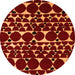 Round Machine Washable Abstract Orange Modern Area Rugs, wshabs5198org